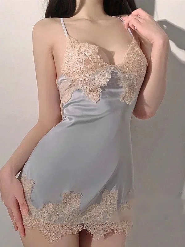 

Sexy Underwear Sexy Seduction Fashion Solid Lace Mature Charm V Neck Elegant Gentle Hollow Out Suspender Beautiful Dress V6Y1