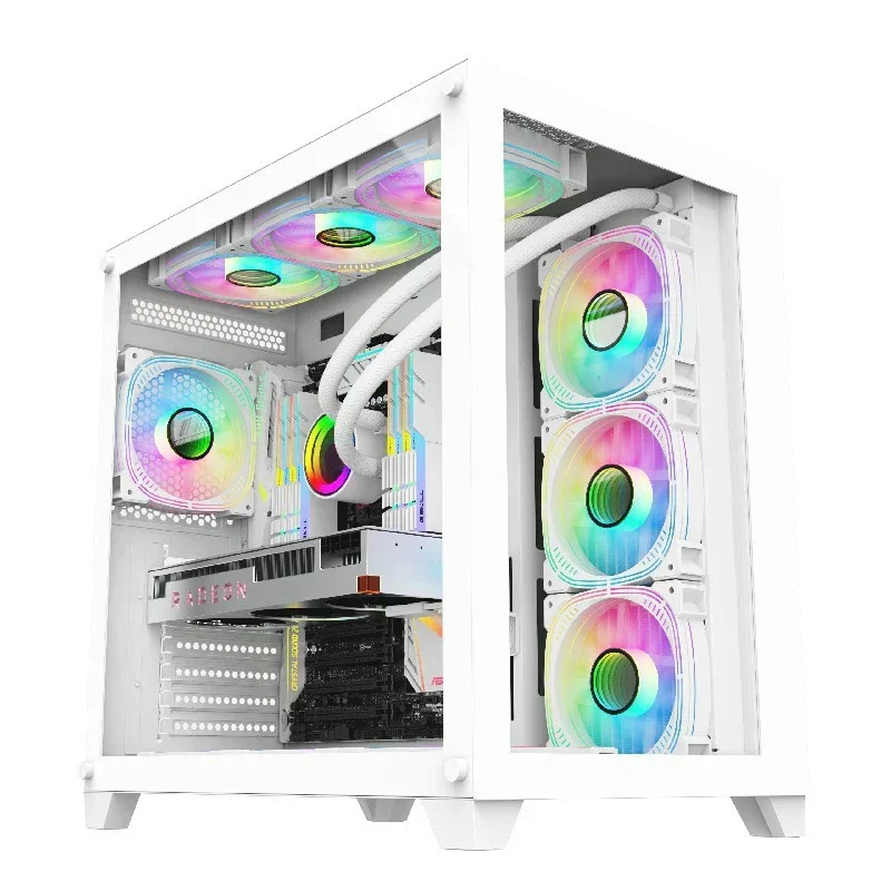 2024 New Arrival Tempered Glass Window Big Space Full Tower ATX Case PC Gamer Computer Cases Towers With RGB Fan