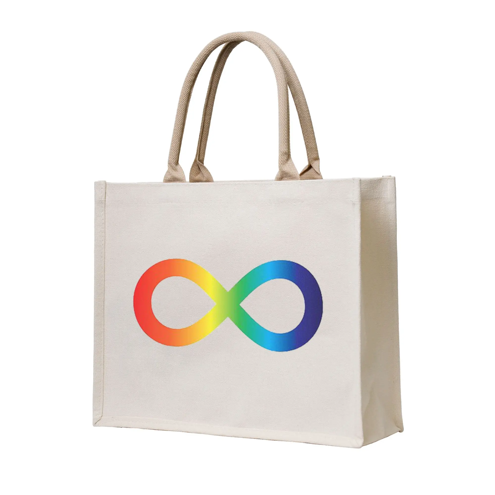 

Сумка-шоппер с символом бесконечности и радуги, для принятия и поддержки людей с аутизмом, холщовая сумка-тоут для девочек, дорожная сумка через плечо