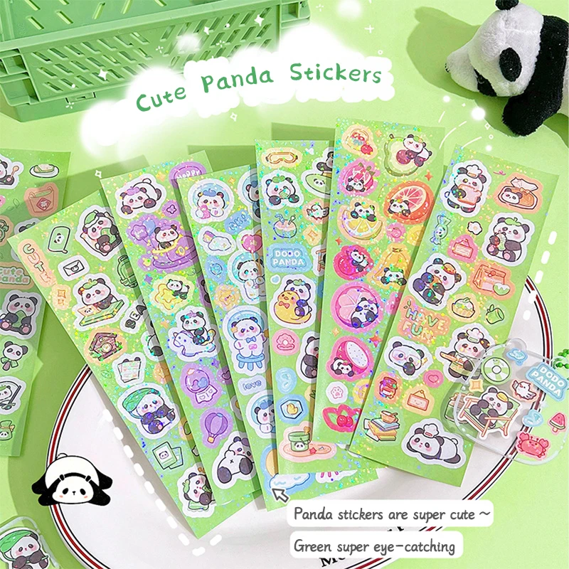 10 Sheets Cute Panda Kapibala Stickers DIY Decoration School Students Stationery Notebook Cartoon Animal Decals Kids Toys Gift