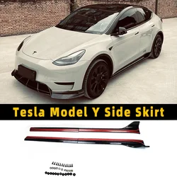 Per 20 21 22 2023 Tesla Model Y Extension Rocker Panels Lip splitter Spoiler paraurti Body Kit 4 pezzi minigonne laterali per auto accessori