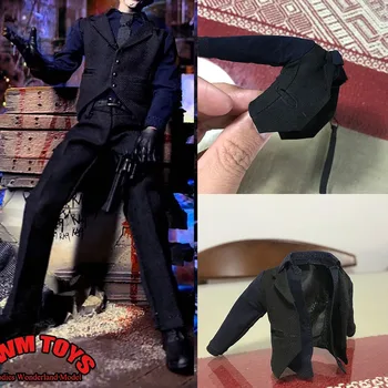 1/12 סולם זכר חייל באיכות גבוהה מעיל מעיל קלאסי חליפת אפוד מזויף שתי חתיכה עם עניבת אבזר דגם עבור 6 ''פעולה איור