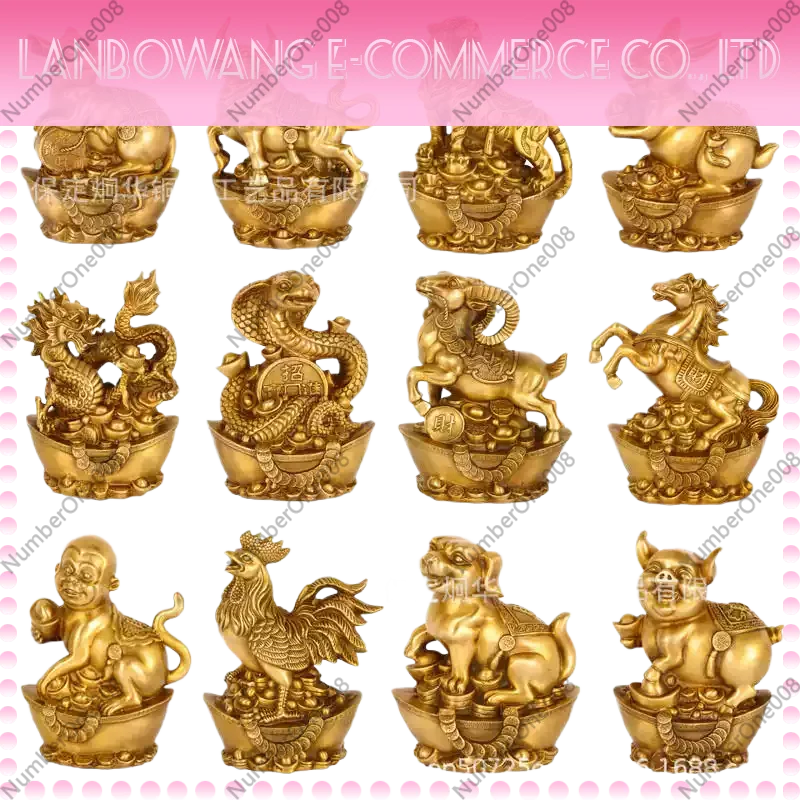 

Lucky twelve zodiac ornaments, a full set of 12 zodiac animals, rats, tigers, rabbits, dragons, snakes, horses, sheep, monkeys,