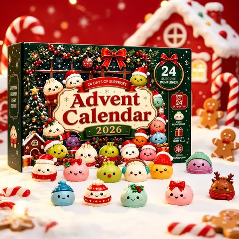 2026 Christmas Advent Calendar 24 Days Countdown Dumpling Squishy Stress Relief Fidget Mystery Surprise Gift Box Navidad Decor