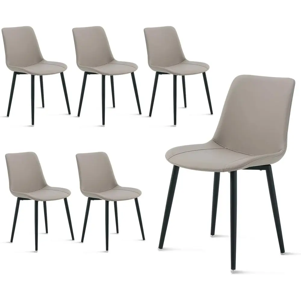 

Mid Century Modern Faux Leather Dining Chairs Set of 6, Stylish and Comfortable Kitchen Chairs for Home, Restaurant, and Living