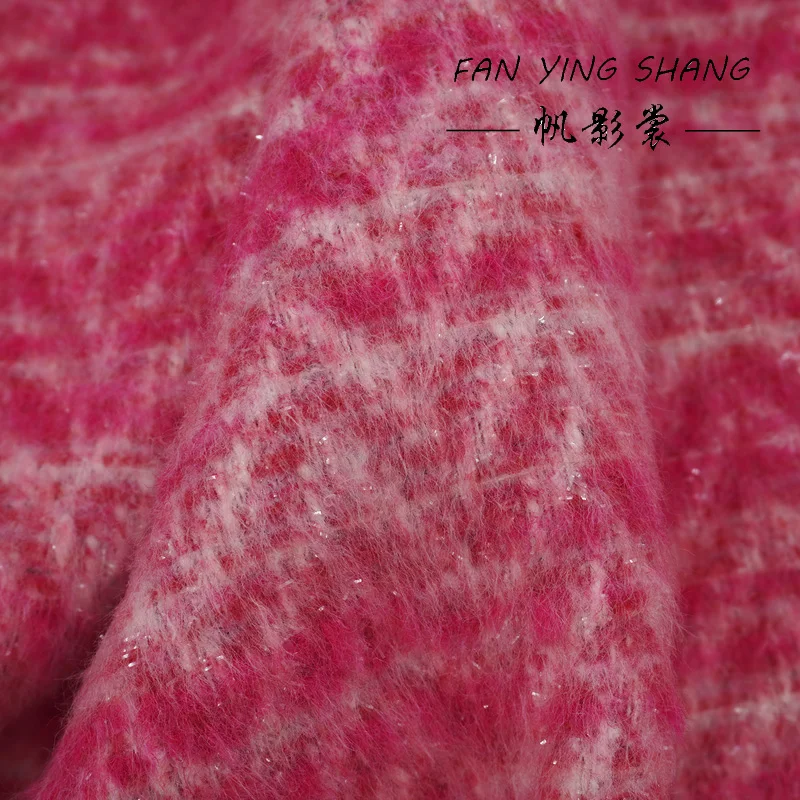 Afbeelding 5: 2025 Nieuwe Mode Rose Roze Pailletten Heldere Wol Wol Stof Voor Jas Telas Costura Tissus Couture тка Susan Naaien Stoffe Tecido