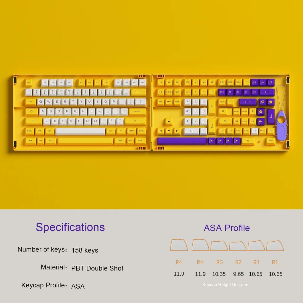 Akko Los Angeles Themed Keycap Set 158-Key ASA Profile Full Keycaps PBT Double-shot for Mechanical Keyboards with Collection Box