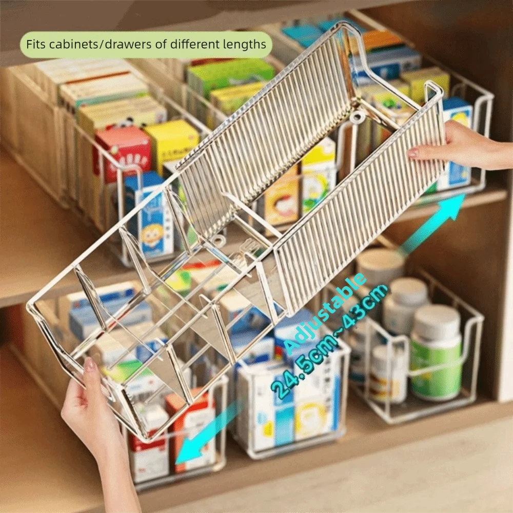 

Plastic Expandable Storage Box Transparent Large Capacity Medicine Storage Box with Dividers Spice Storage Box for Kitchen