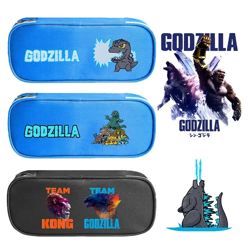 Godzilla Kong Student Pencil Case Cute Anime Film Cartoon Print Pen Bag Children Go School Stationery Portable Storage Bag Gifts