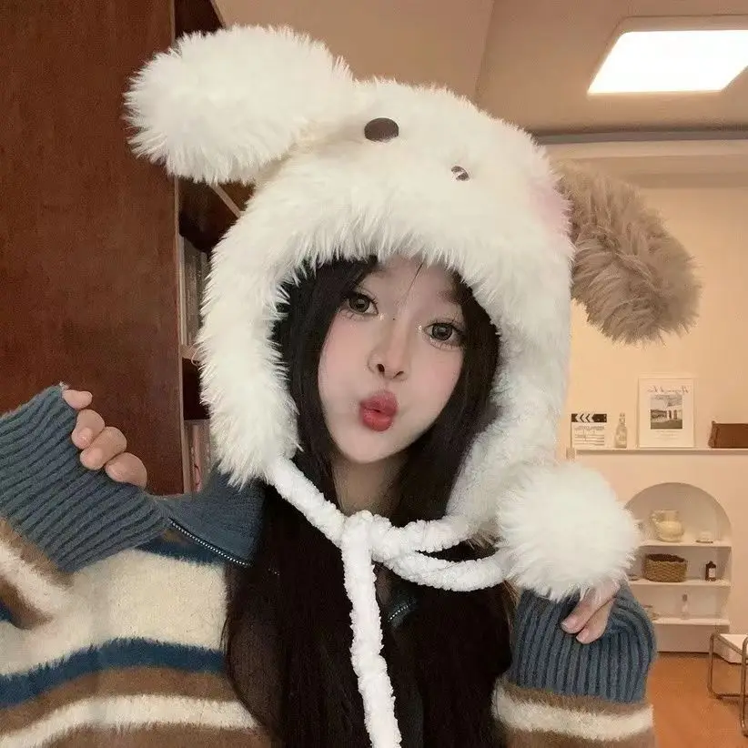 

New cute cartoon plush hat, small dog, thickened plush hat, Lei Feng hat, plush hat