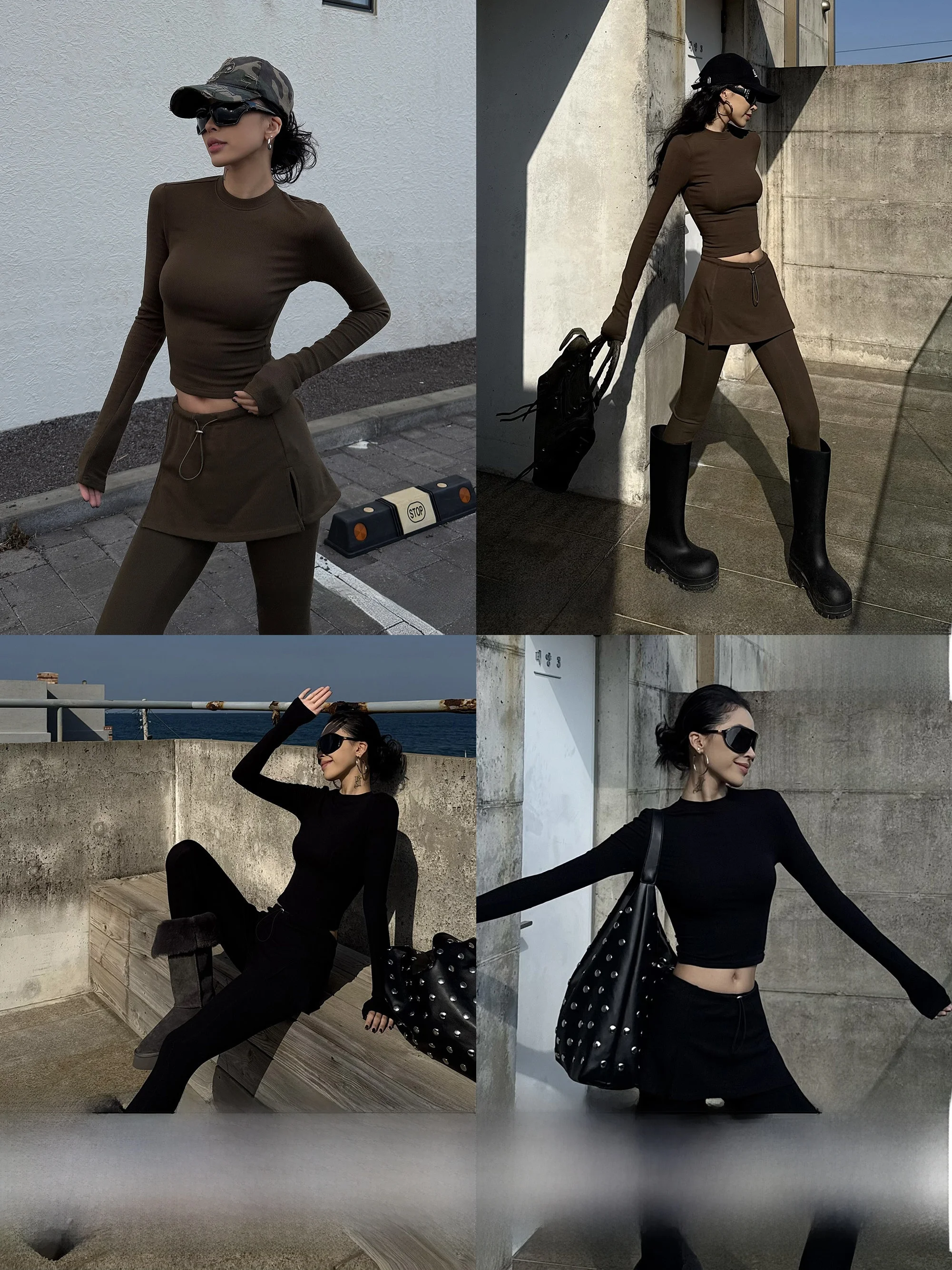 

Slimming Effect Wild Zero Women's Long Sve Set High Elastici Casual Sle Thiened Fabric Adult Winter Faion Set