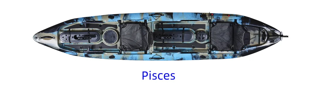 Functional Practical High Performance Tandem Two Person Plastic Sea Fishing Kayak With Rudder System Pedal Drive CE Certified