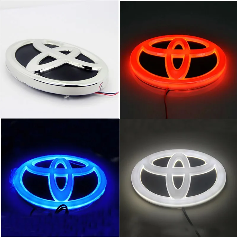 Luz LED con logotipo de rejilla delantera de coche, accesorio para Toyota Corolla Reiz PRADO Yaris LANDCRUIS Camry Vios Highlander LVALON, 4D, 1