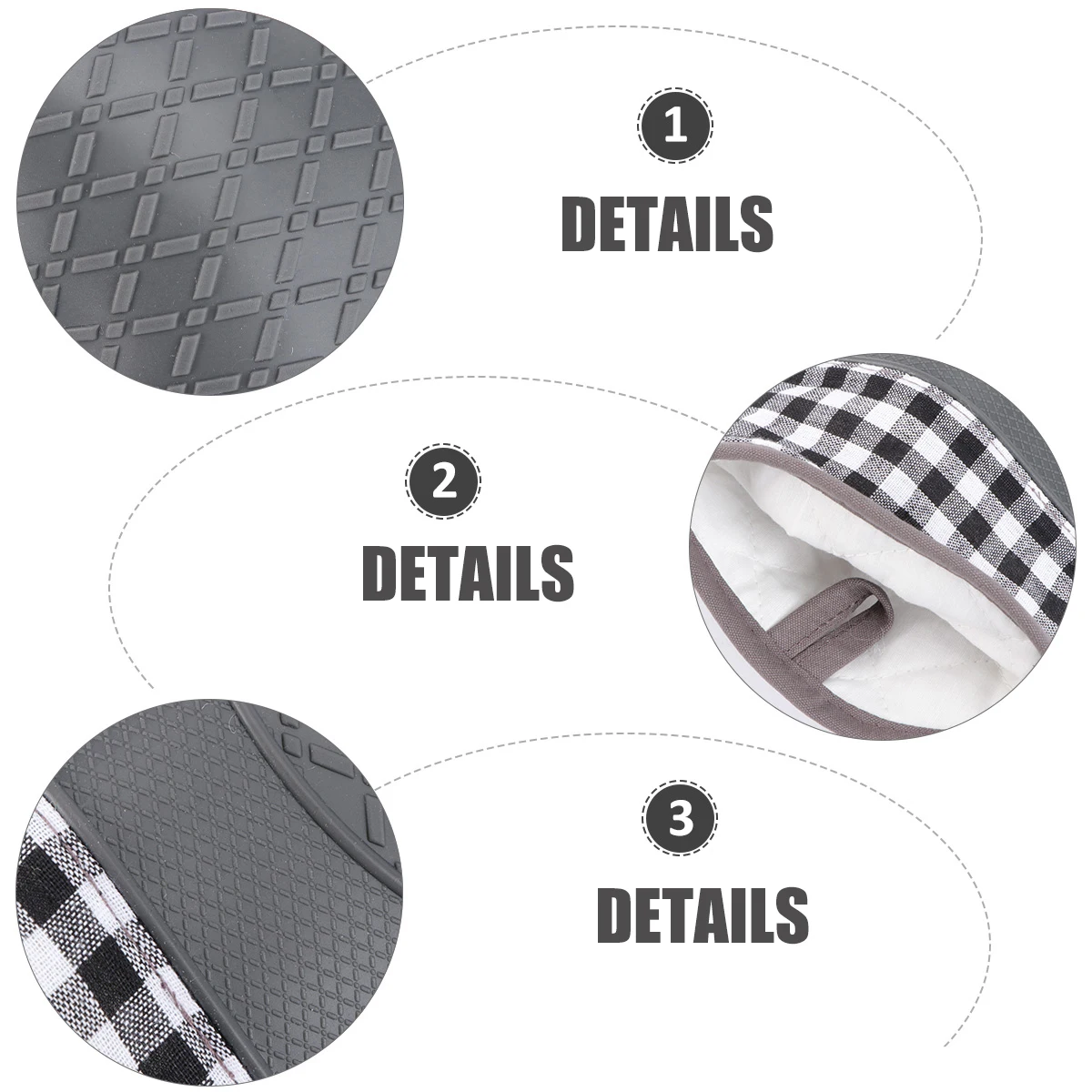 

2Pcs Heat Resistant Oven Gloves Silicone and Cotton Material Anti-Scald Protection for Baking Bbq Microwave Use Grey