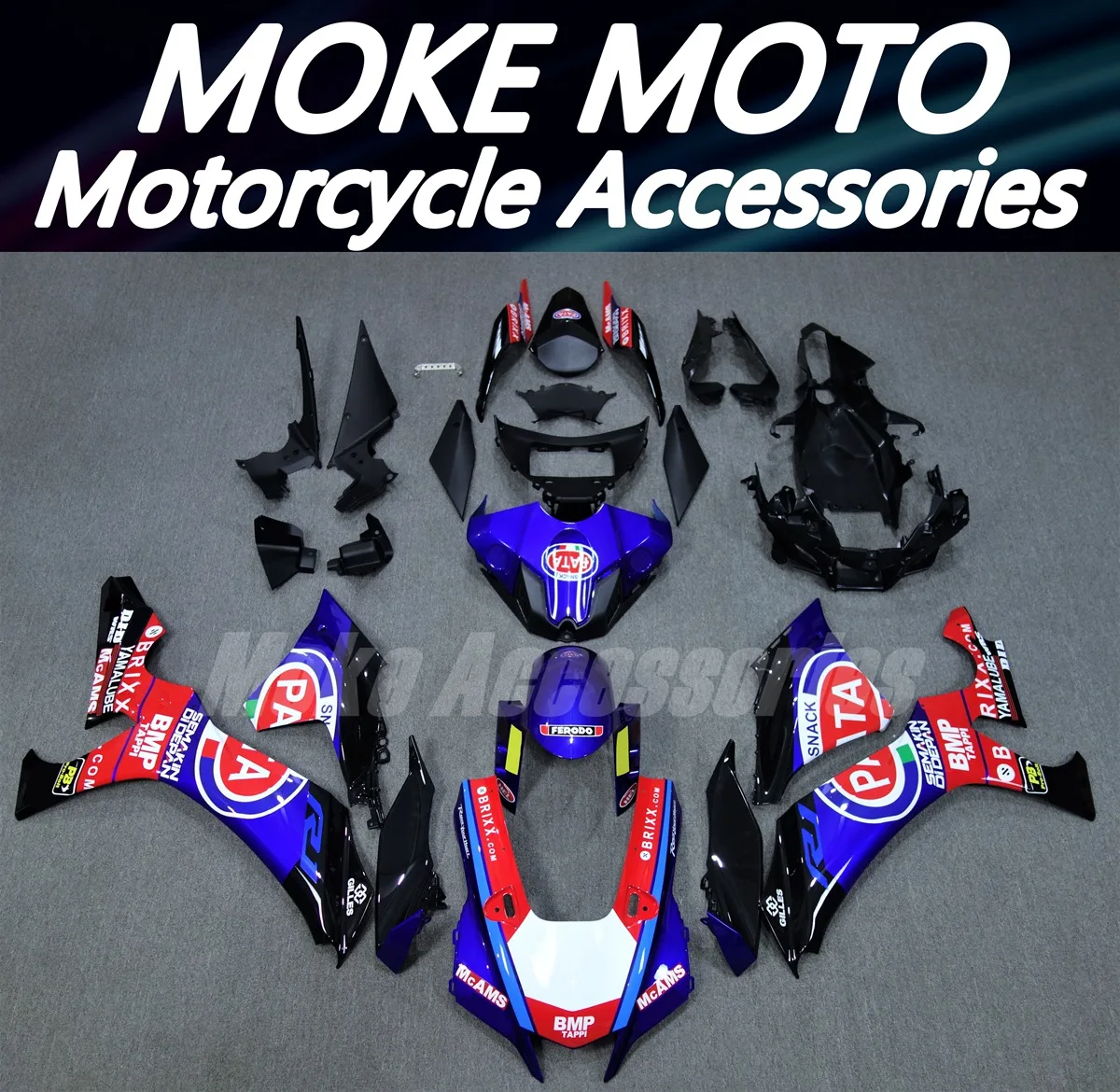 

Moke moto Motorcycle Fairings Kit Fit For Yzf R1M R1 2020 2021 2022 2023 2024 Bodywork Set High Quality Injection Blue Red PATA