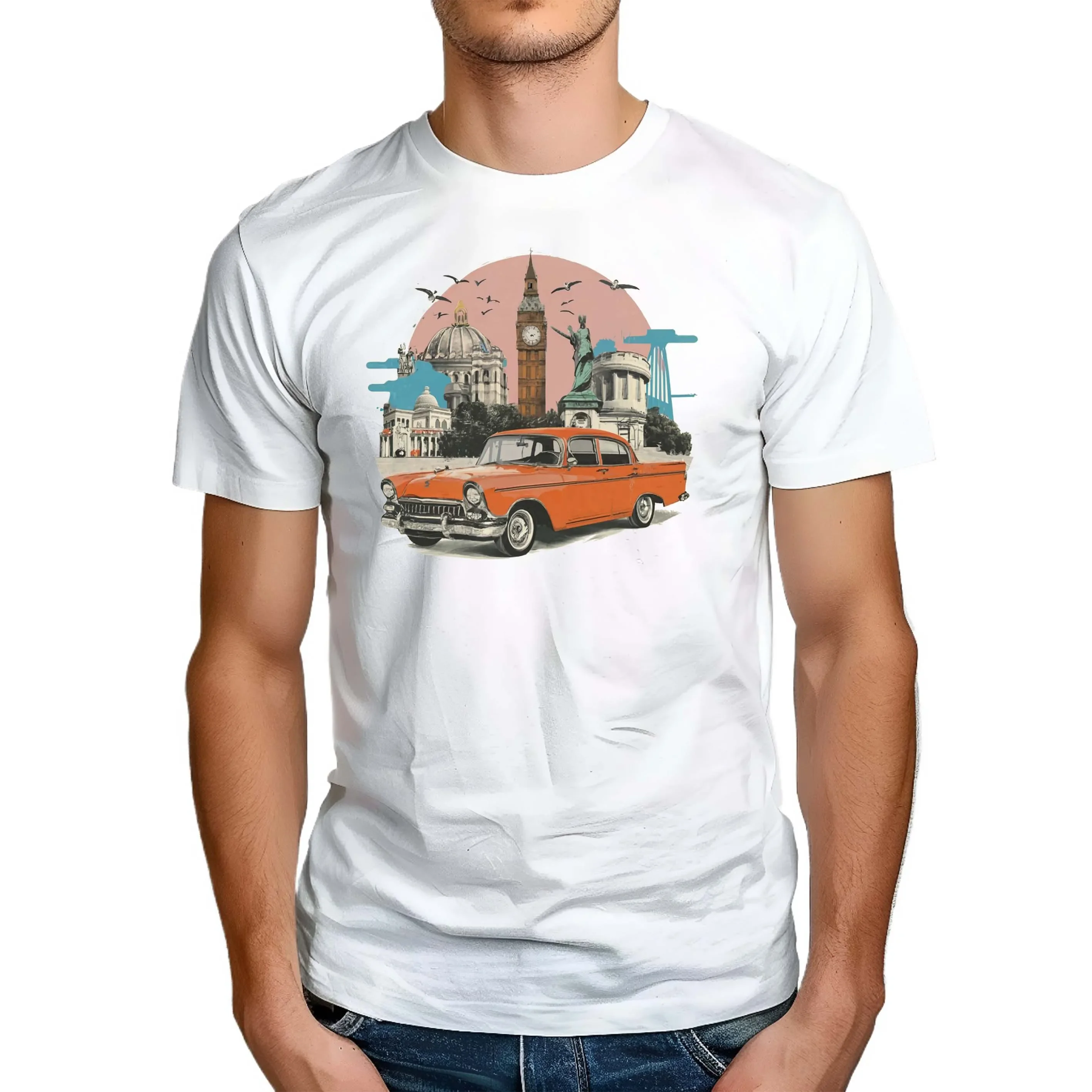 Retro  Vintage Car T Shirt Design Men Customized Tshirt Your Own Photo Logo Graphic Diy T-shirt Summer Tees Streetwear Cotton