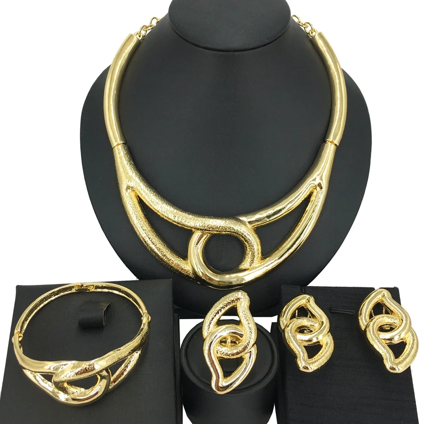 Simple Italian Gold Plated Design Necklaces For Women Jewelry Set For Everyday Wear Exquisite Living Birthday Gifts FHK14101