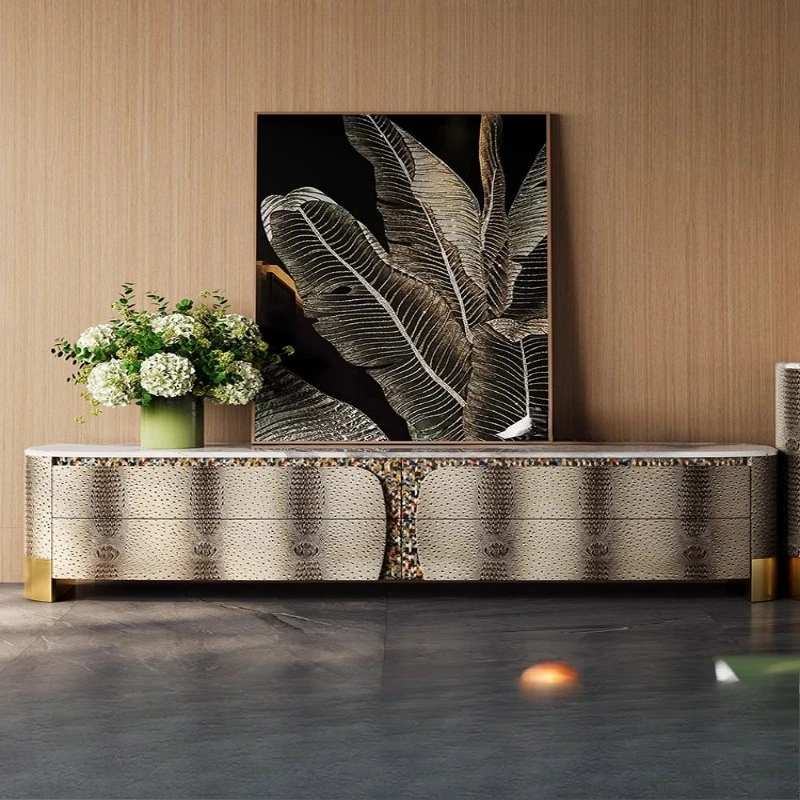 

Light luxury TV cabinet, luxury living room, fashionable post-modern Italian high-end crocodile leather marble coffee table f