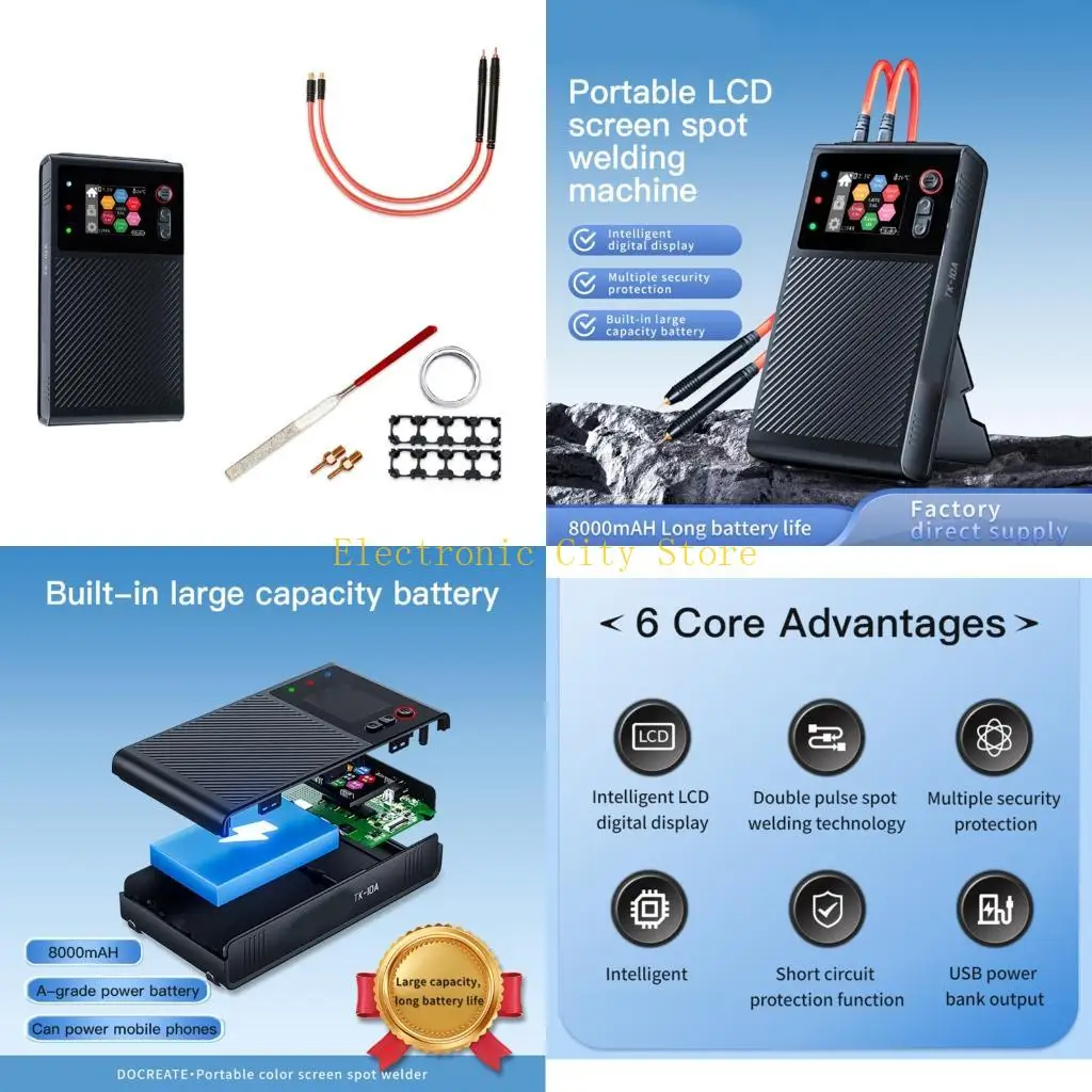 

Portable Handheld Battery Spots Welder for 18650 Lithium Battery Welding Machine HU8D