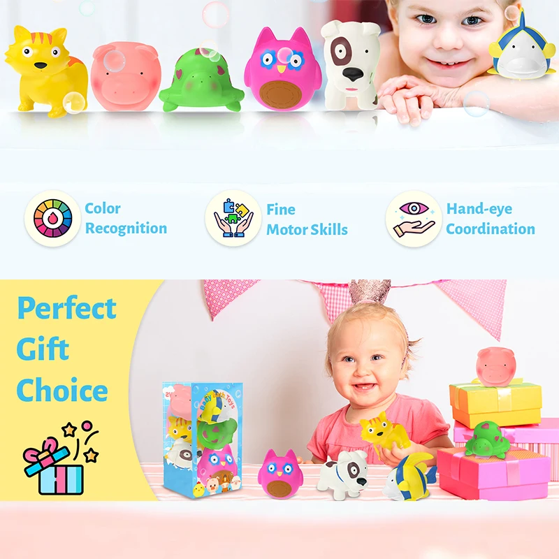 لعبة حمام الطفل غير المسامية ألعاب مياه السباحة لينة المطاط لطيف الحيوانات الكلب القط الأسماك خنزير السلاحف الاطفال الأطفال هدايا مضحكة