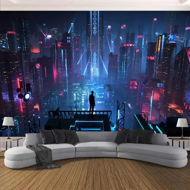 VIKAMA Cyberpunk City Night Tapestry Wall Hanging, 6 Designs, Wall Decor for Bedroom Living Room Dorm