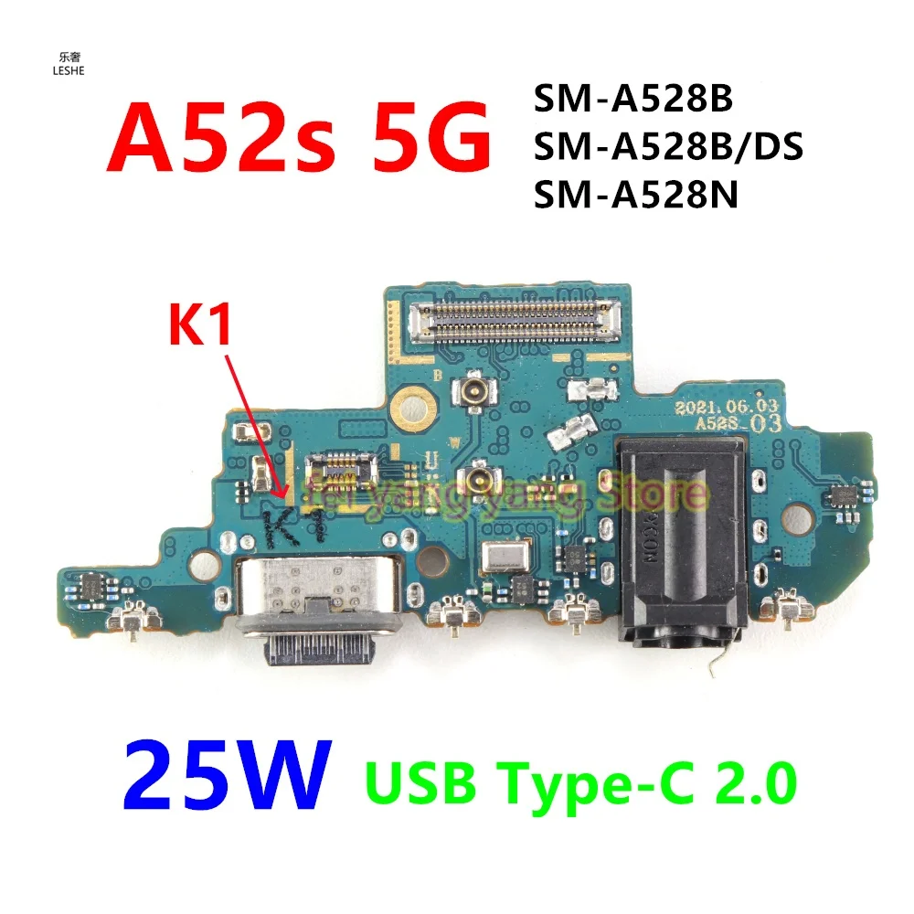 삼성 갤럭시 A52 4G A525F A52 5G A526B A52s A528B 수리 부품용 USB 타입-C 2.0 25W 충전 보드 도크 포트 플렉스 케이블