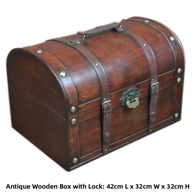 Antique Wooden Chest With Lo Chinese Redwood Simulation Classical Treasure Box Home Storage Photoaphy Decoration Props
