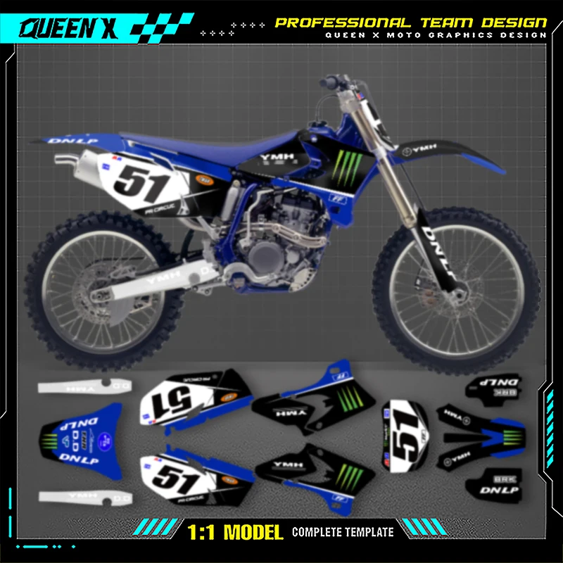 

QUEEN X MOTO Motorcycle Graphics Decals For YAMAHA YZF250 yz450 2003 2004 2005 Motorcycle Decal Stickers 003