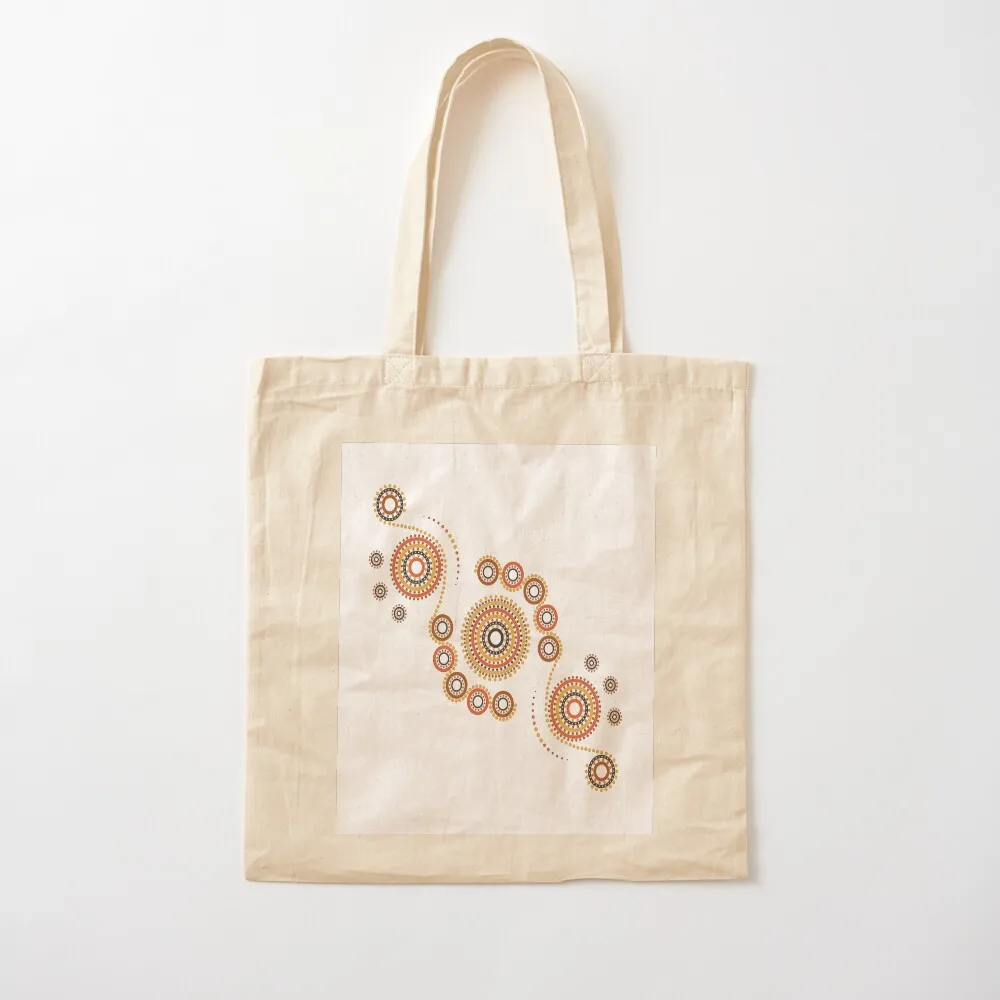 Aboriginal Art Aborigine Australian Indigenous Land Mosaic Aboriginal Aboriginal Flag Bigambul Points Circle Autumn Day Tote Bag
