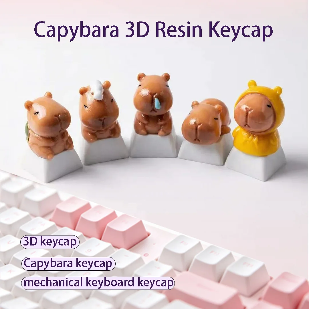 3D Capybara Keycap, Cute Resin Animal Key Cap for MX Switch Gaming Keyboard Decoration