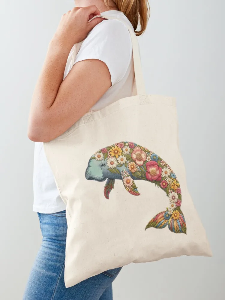 

Flower Retro Dugong Tote Bag custom bags shopper bags for women Woman shopper bag shopping bags foldable