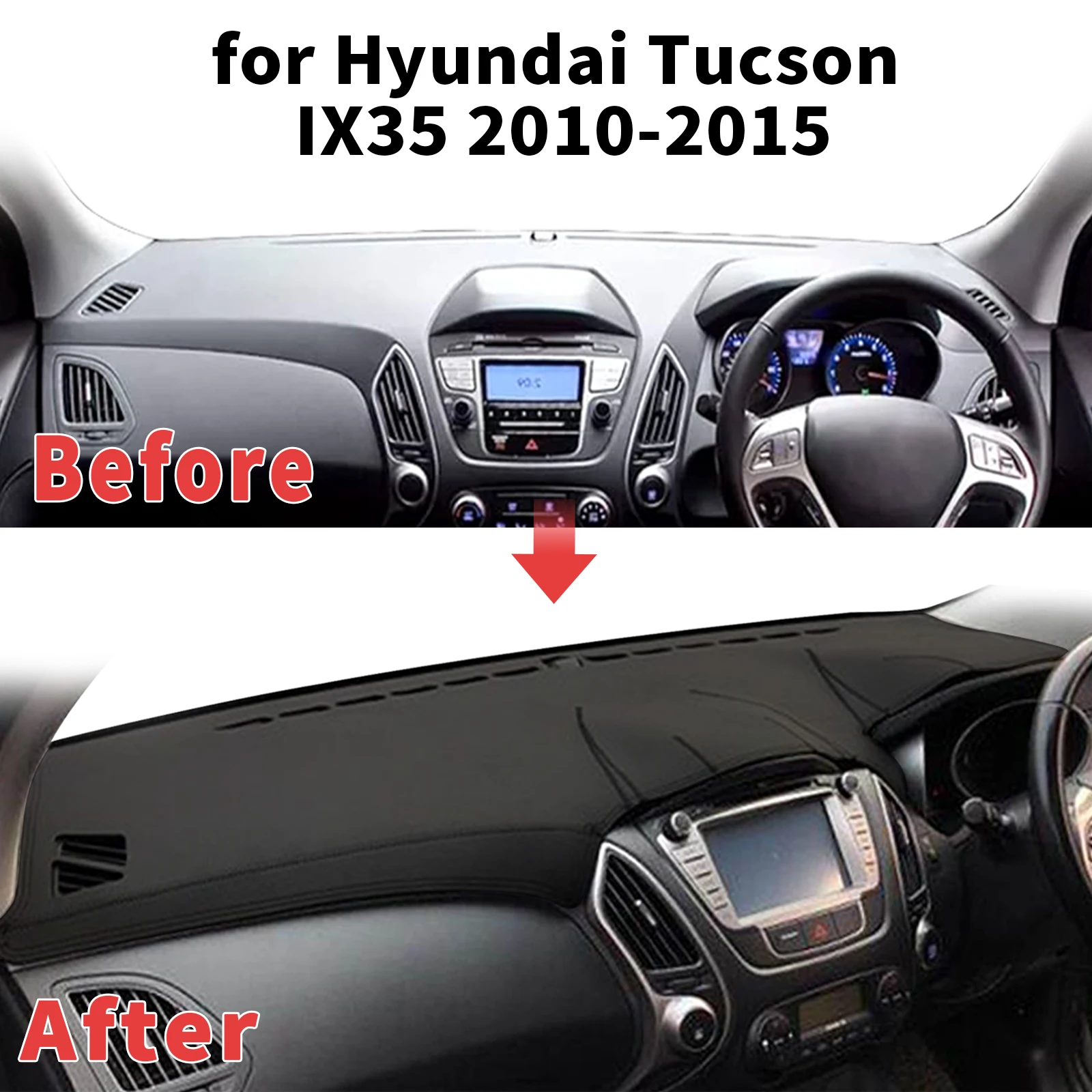 

for Hyundai Tucson 2010-2015 IX35 LM Dashboard Cover Sun Shade Protector Dashmat Anti-Glare UV Block Carpet Mat Dash Mat
