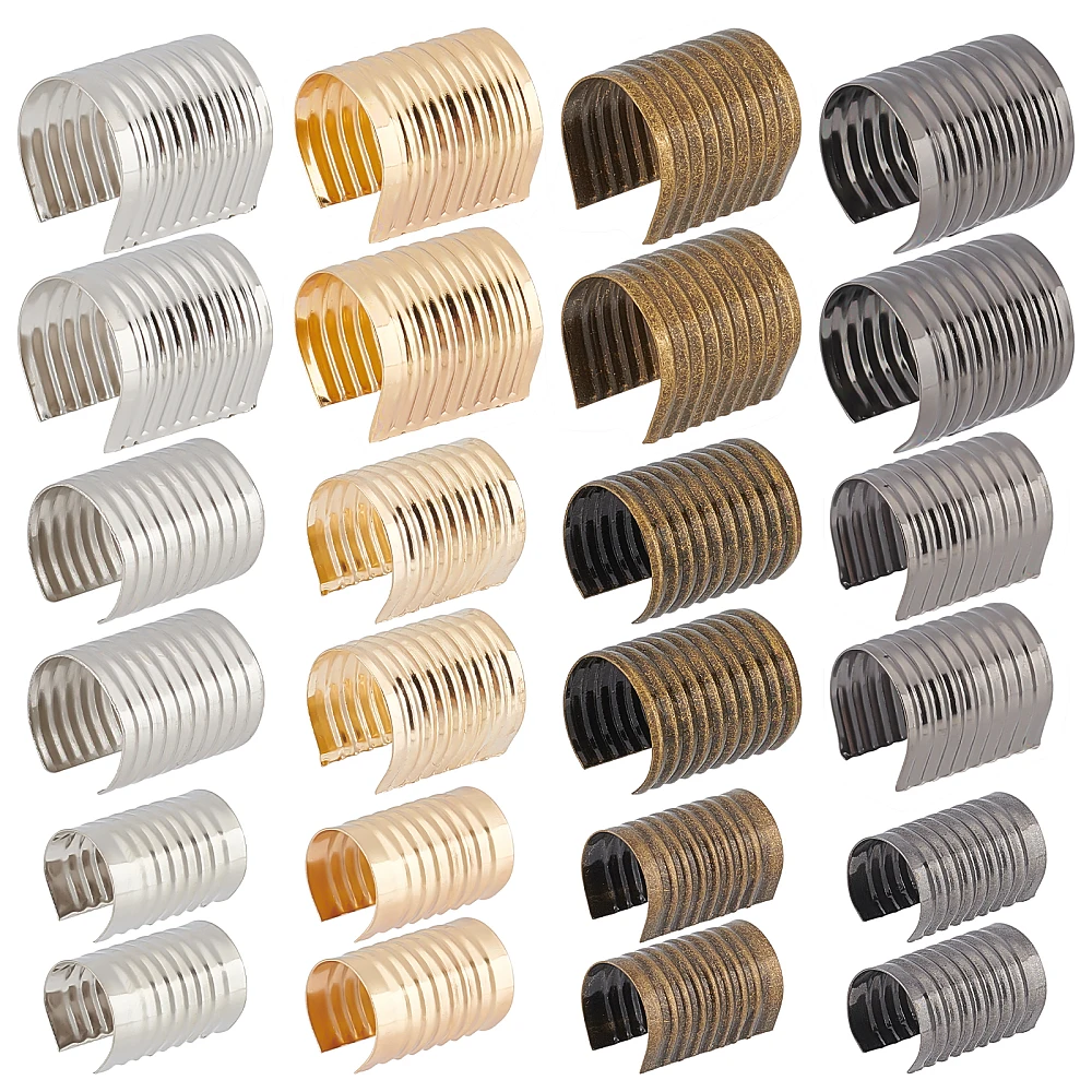 

1box 200pcs Leather Rope Clip 3 Sizes Cylindrical Opening Crimps 4 colors Cord String Leather Fastener Metal Foldable End