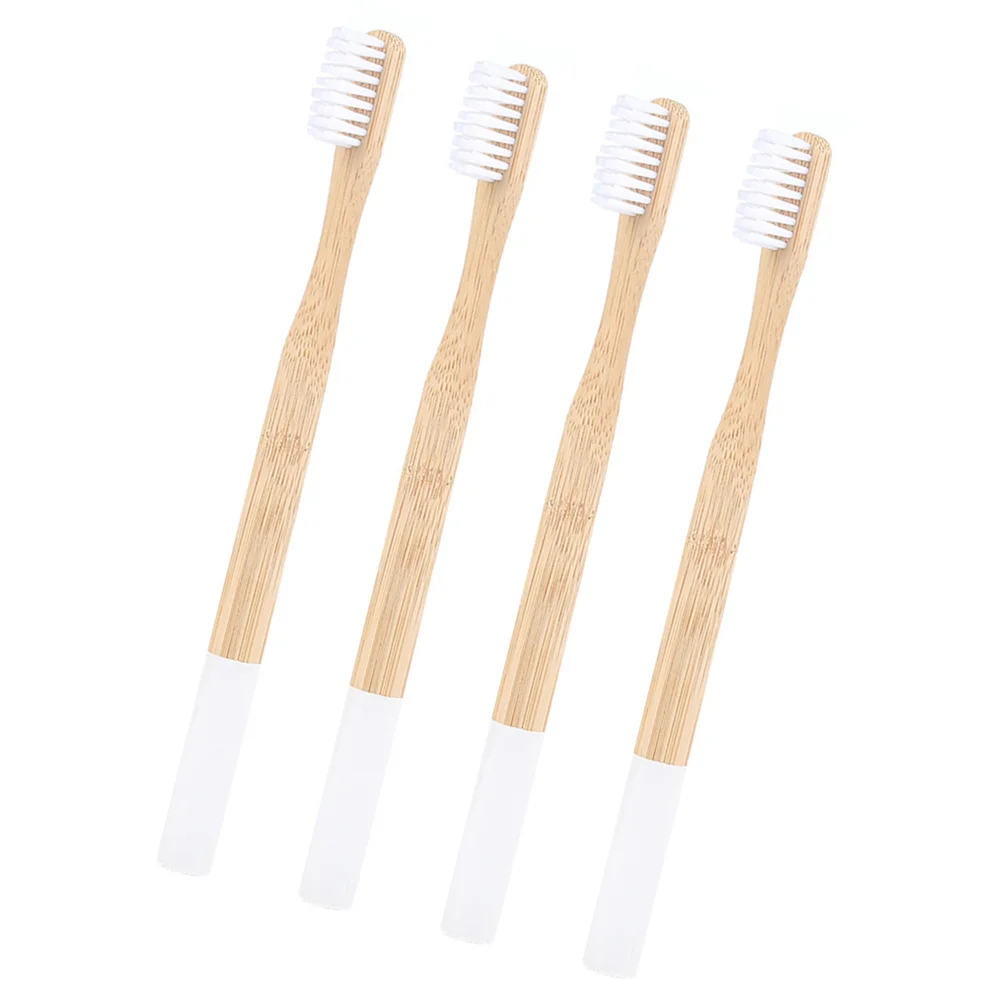 

4 Pcs Bamboo Toothbrush Set Eco Friendly Soft Bristle Portable for Adults Wooden Handle Ergonomic Design Anti Grip al Care