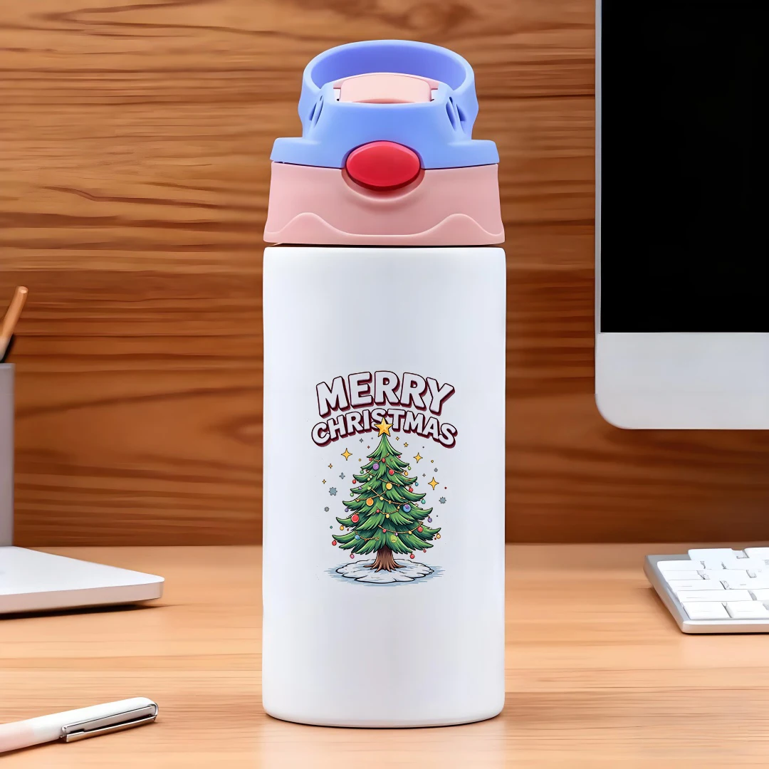 304 roestvrijstalen thermische beker cartoon kerstboom thema kindvriendelijke rietjesbeker perfect kerstcadeau voor een warme feestelijk