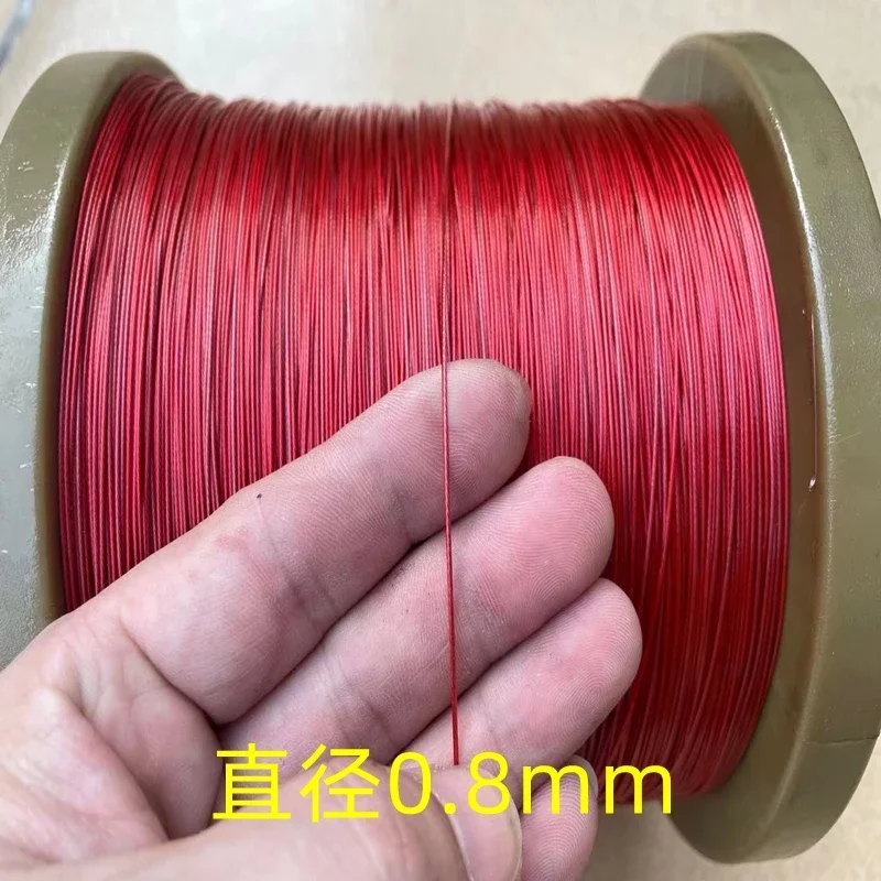 0.38mm to 1mm Soft wire rope red 304 stainless steel plastic-coated wire hanging lighting hanging fishing line wire rope