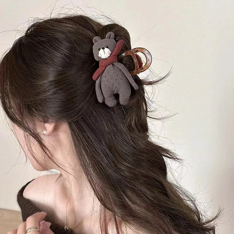 Cute Scarf Bear Duck AB Face Catching Cartoon Animal High End Haircut Shark Clip Hair Accessories for Women Girls New Style