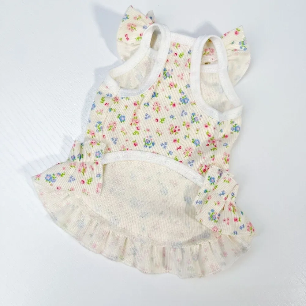 Cute Breathable Cat Princess Dress Thin & Soft Small Flowers Kitty Dress Clothes Summer Cool Dog Halter Skirt Pet Supplies
