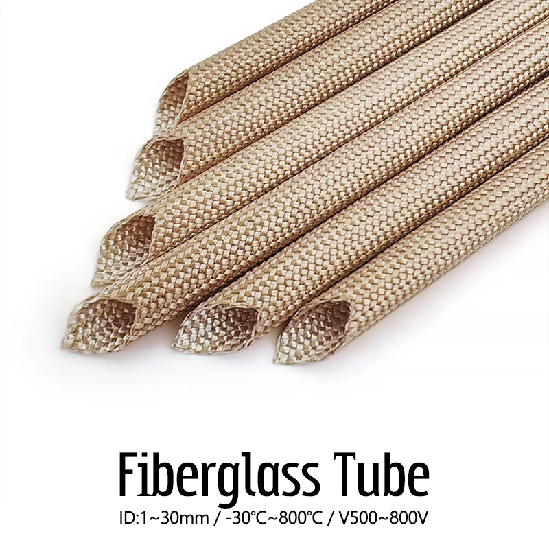 Alkali Free Fiber Fiberglass Tube 800Deg.C HTG Cable Sleeve Fiber Glass Sleeved High Temperature Braided Insulation Sleeving