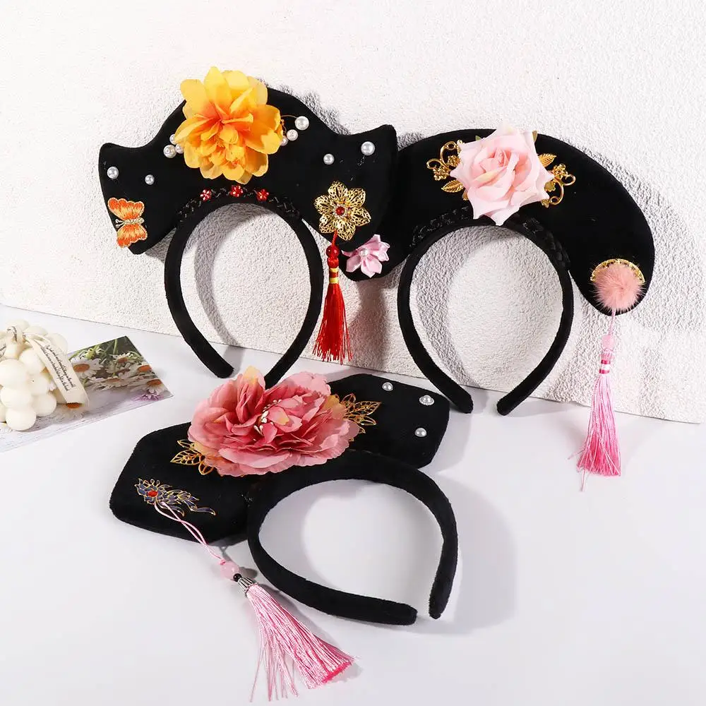 Headhoop Flower Pearl Chinese Antique Headdress Hanfu Hair Hoop Ancient Style Headwear Chinese Style Headwear Antique Headband