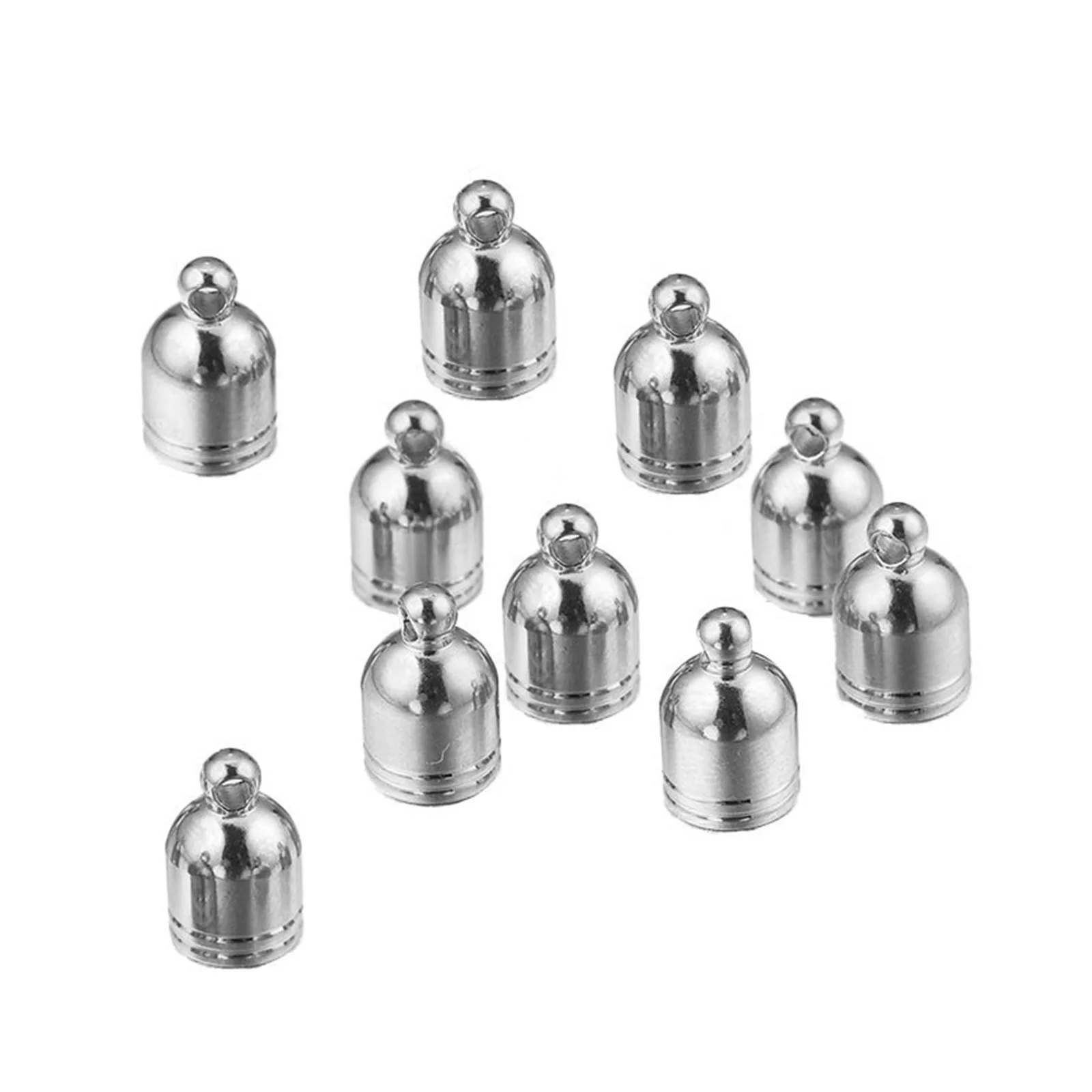 4-10mm Stainless Steel Cord End Caps Clock Multicolor Bugle Metal Charms DIY Making Necklace Women Jewelry Gifts Findings,10PCs