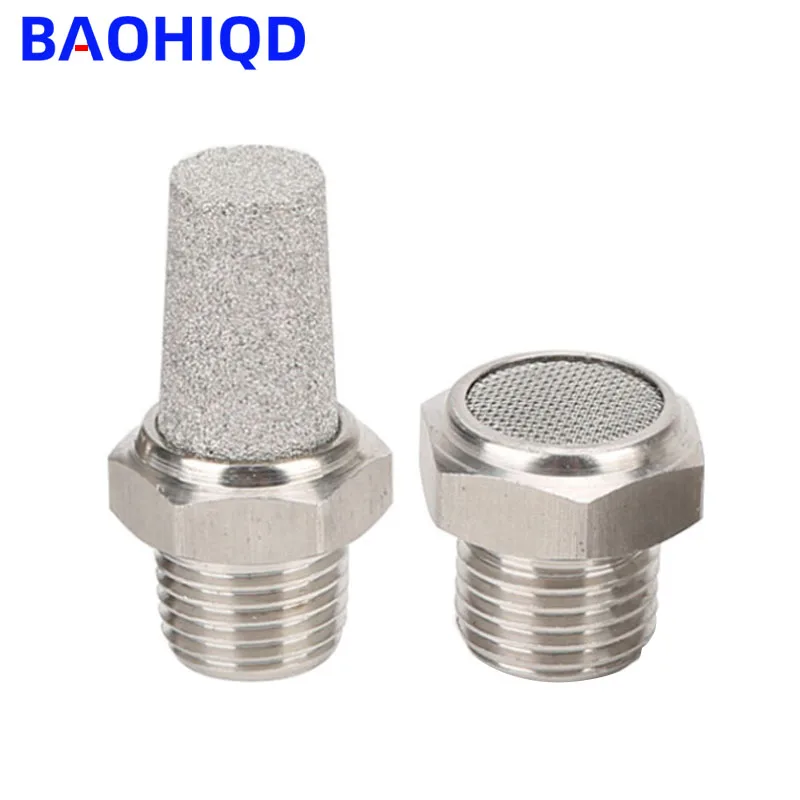 

304 Stainless Steel Pneumatic Fitting M5 1/8" 1/4" 3/8" 1/2" Male Exhaust Muffler Noise Air Silent Silencers Filter Connector