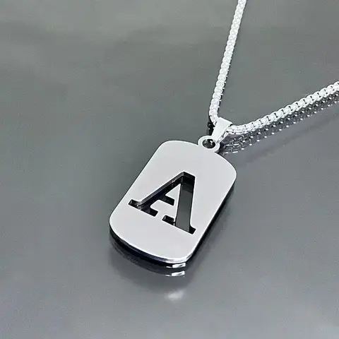 Fashion Punk Alphabet Letter A-Z Minimalist Pendant Necklace for Women Men Silver Color Titanium Steel Trendy Jewelery Gift