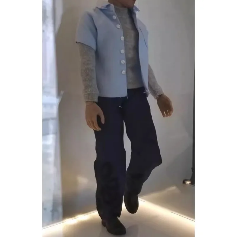 1/6 Scale Male Leisure Suit Blue Short Sleeved Shirt Pants Grey Long Sleeved Sweater Clothes Model for 12'' Toy Figures Body