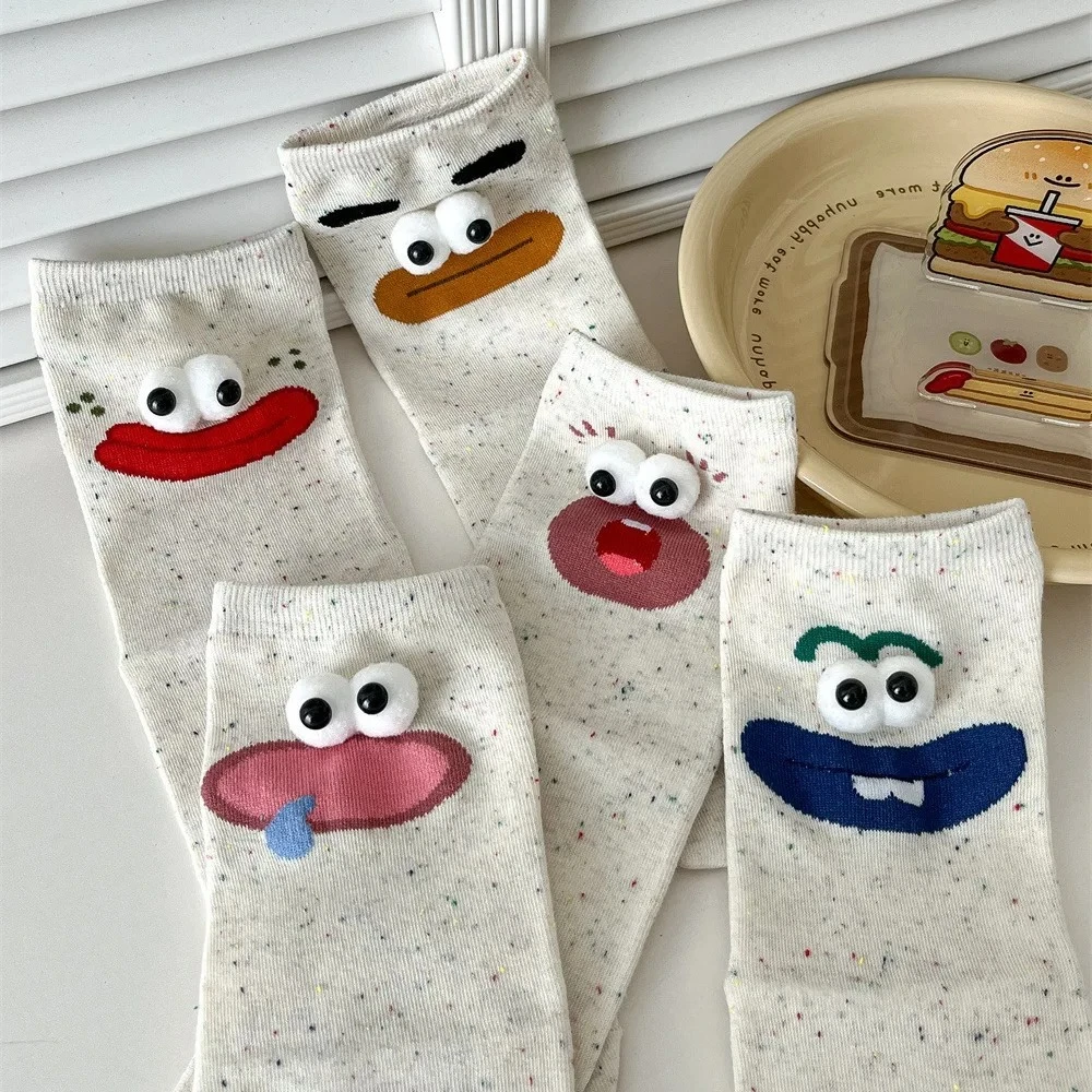 Spring Summer Funny Expression Socks With Cute Cartoon Big Eyes For Women Men School Students Great Birthday Gifts For Friends