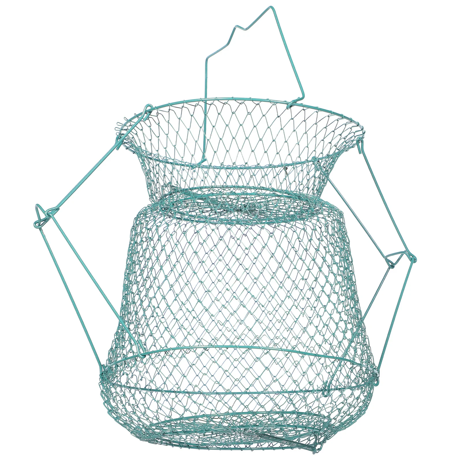 

Fishing Net Iron Foldable Storage Basket Durable Quick-Dry Fish Cage Netting Strong Metal Fishing Supplies Fish Basket