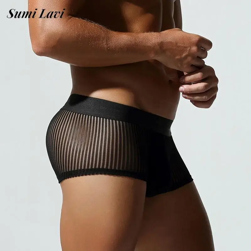 

Комфортные дышащие мягкие трусы-боксеры, мужские шорты, сексуальные прозрачные тонкие эластичные шорты, пижамы, мужское нижнее белье, обтягивающая одежда для сна