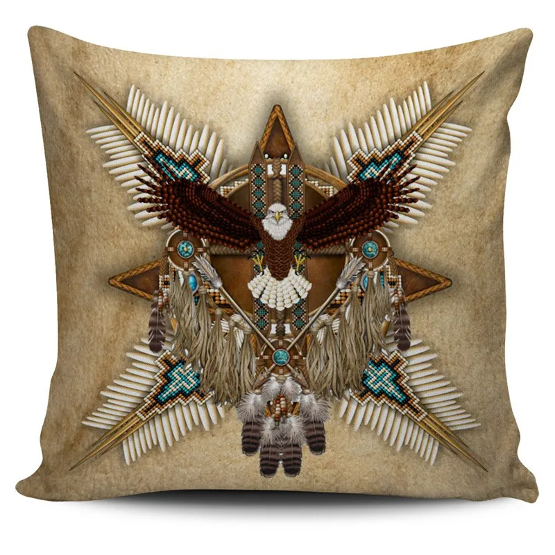 

PLstar Cosmos Native Eagle Original Tribe Home Bed Throw Pillow Case Polyester Decorative 3D Print Pillowcases Sofa Cover A-2