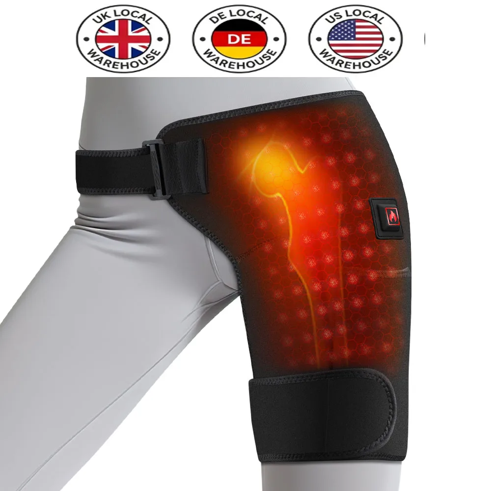USB Charging Heated Hip Support Brace 660nm Far Infrared 3 Adjustable Heating Levels Wrap for Hip Thigh Buttock