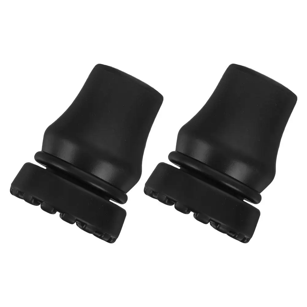 2Pcs Non-Slip Cane Tips 19Mm Diameter Black Rubber Walking Stick End Caps for Seniors Stability Grip Outdoor Indoor Heavy Duty